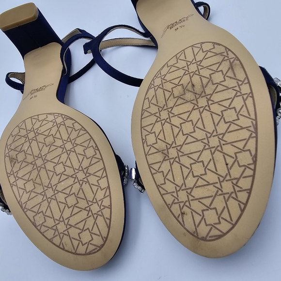 Jewel Badgley Mischka Dagny Strappy Low Block Heel Sandals, Navy Blue, Women 9.5 - Picture 13 of 16